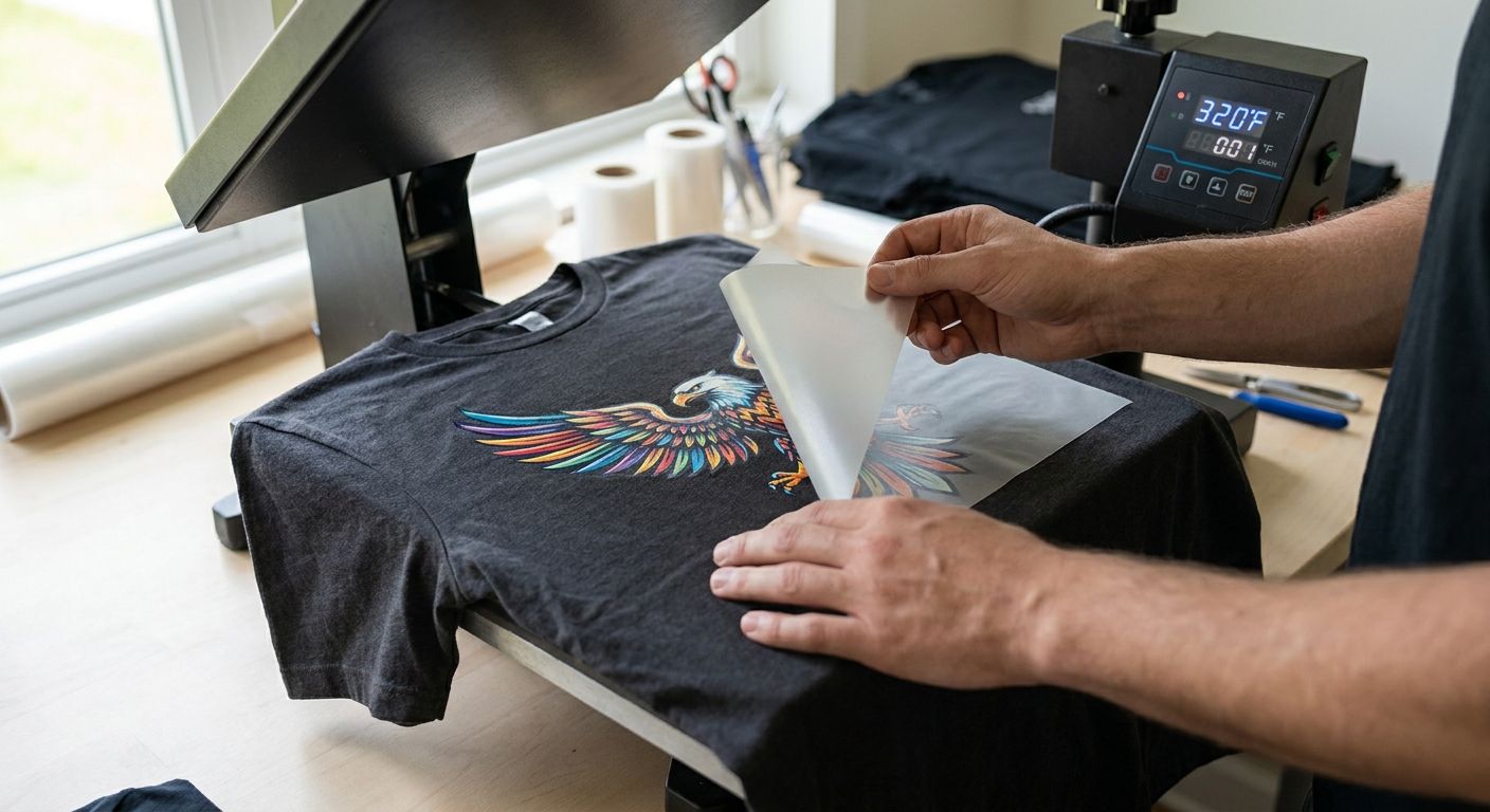 How to heat press DTF transfers on dark shirts