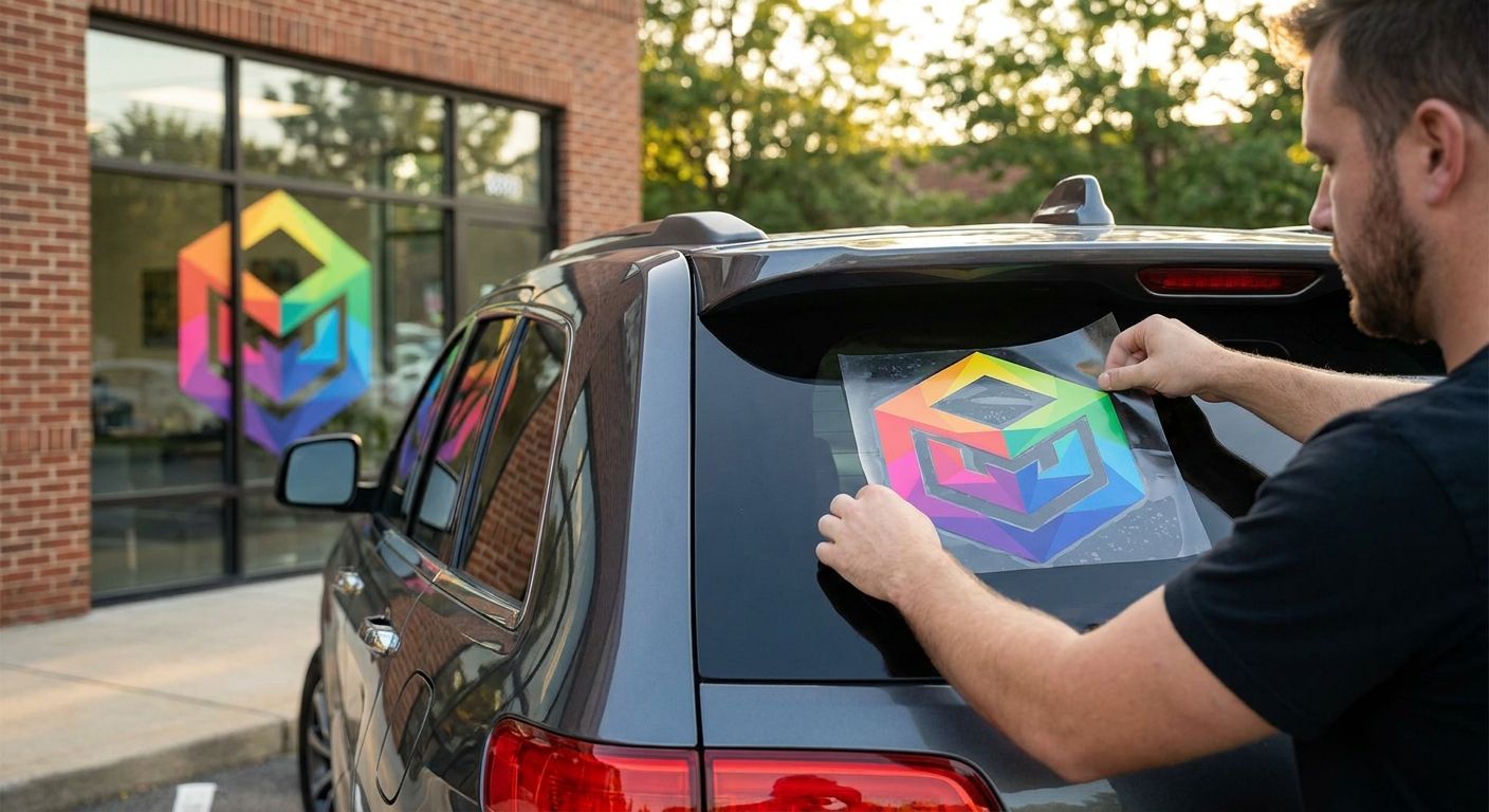UV DTF decals for car and window branding
