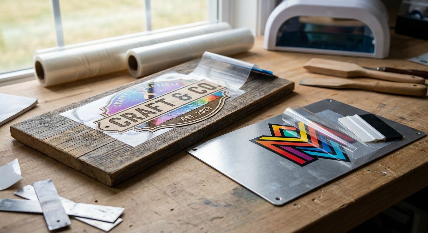 UV DTF transfers for wood and metal signage