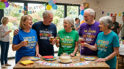 DTF transfers for retirement party shirts